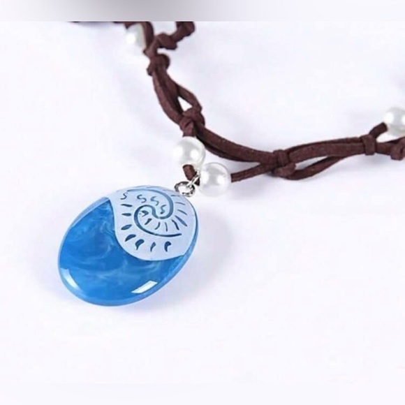 Moana Maui Mouse Ears WITH Ocean Heart of Te Fiti Necklace Disneyland Headband - Picture 8 of 8